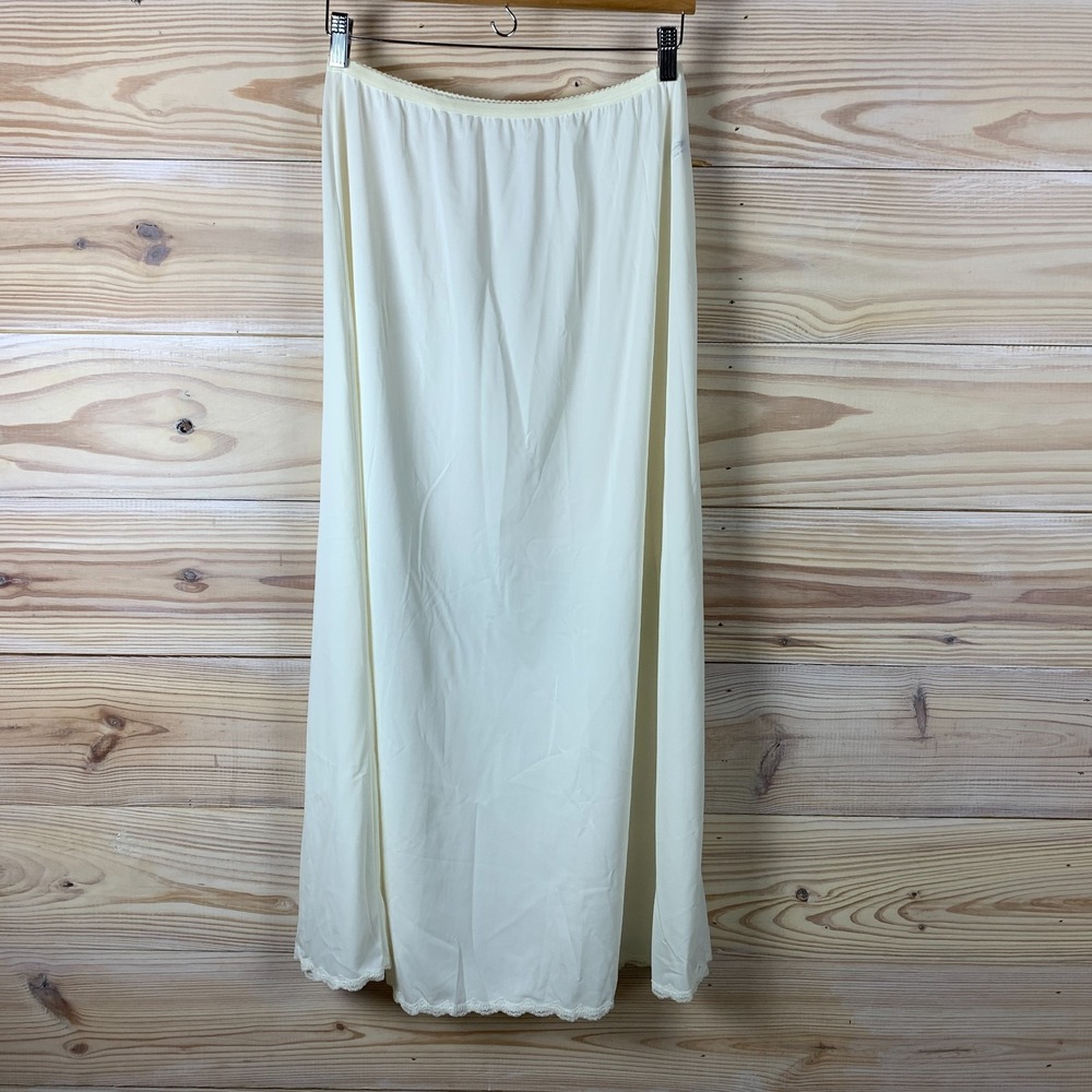 Vtg Shadowline Long Half Slip‎ Skirt Liner Large Sz 38 Ivory #47116-38 Mint EUC